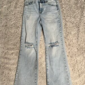 Stylish Light Blue Distressed kick flare Jeans